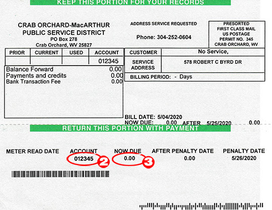 Bill Payment Example invoice